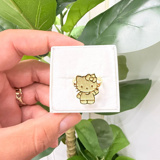 1175-NEW 14K Full Body Hello Kitty Gold Ring W.G
