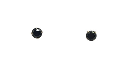 590- 14K Gold Screw Backing Back Small Black Cz Stone Stud Earrings 3.0mm