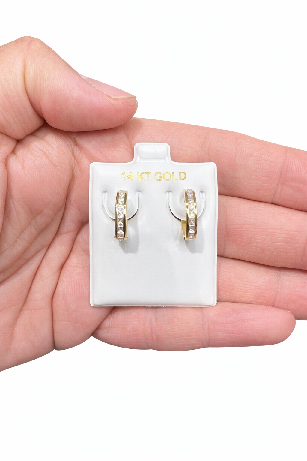 1541- NEW 14K Gold Huggies Hoop Earrings W.G