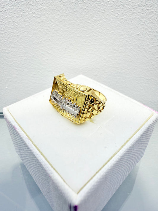 1048- 14K The Last Supper Nugget Ring (W.G)