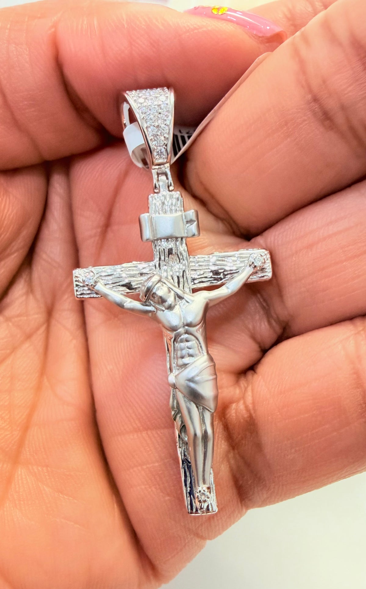 S859- NEW .925 Crucifix Fashion Pendant (21x12mm) W.G