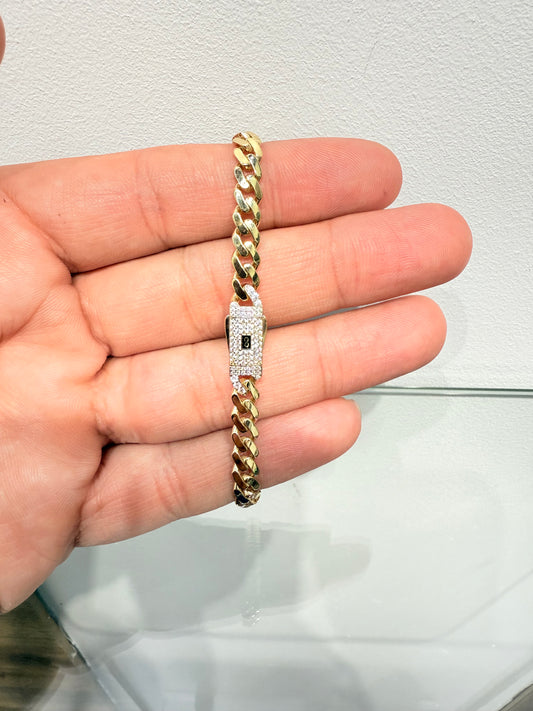 1028- NEW 14k Hollow Cuban Monaci Bracelet (6mm) W.G