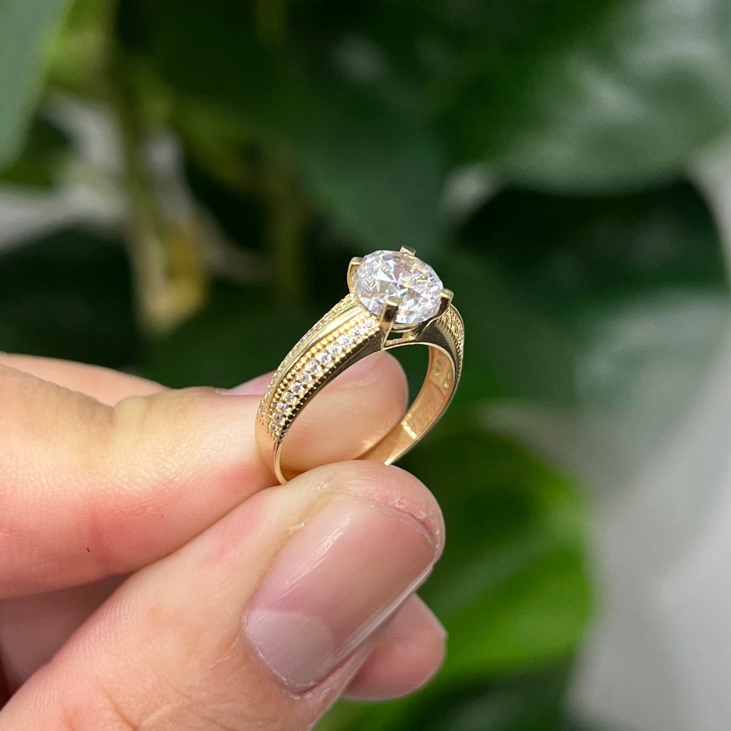 1447- NEW 14k Round Cubic Cz Wedding Ring W.G