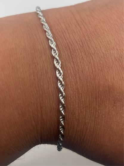 S816- Rope Link Silver Bracelet 8”