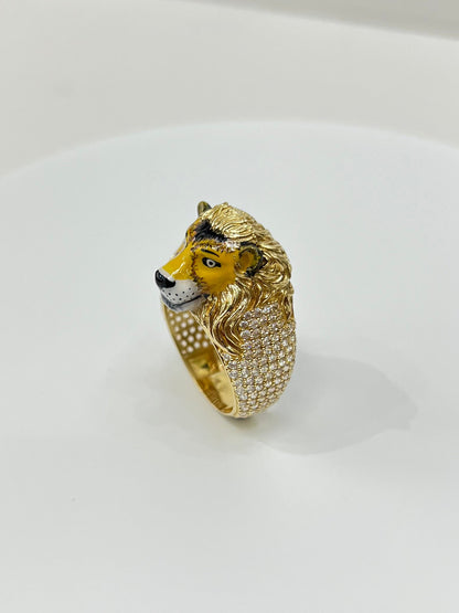 943- NEW 14K Lion Full Cz Men’s Ring W.G