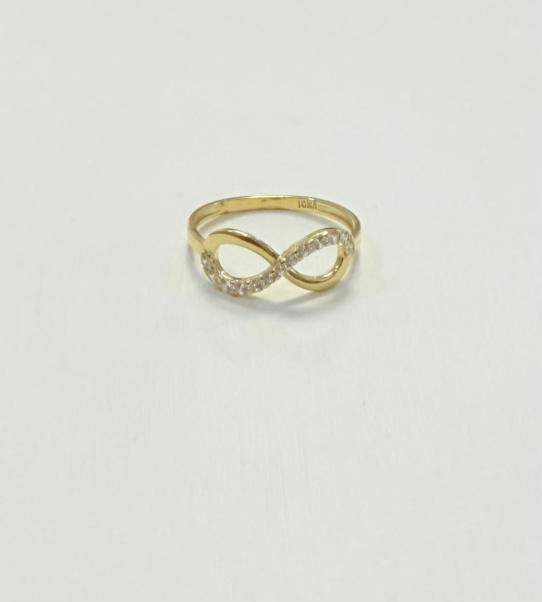 1710- NEW 10K Gold Cz Infinity Women’s Ring W.G