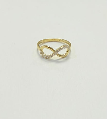 1710- NEW 10K Gold Cz Infinity Women’s Ring W.G