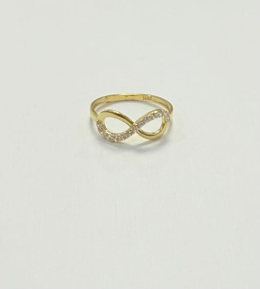 1710- NEW 10K Gold Cz Infinity Women’s Ring W.G
