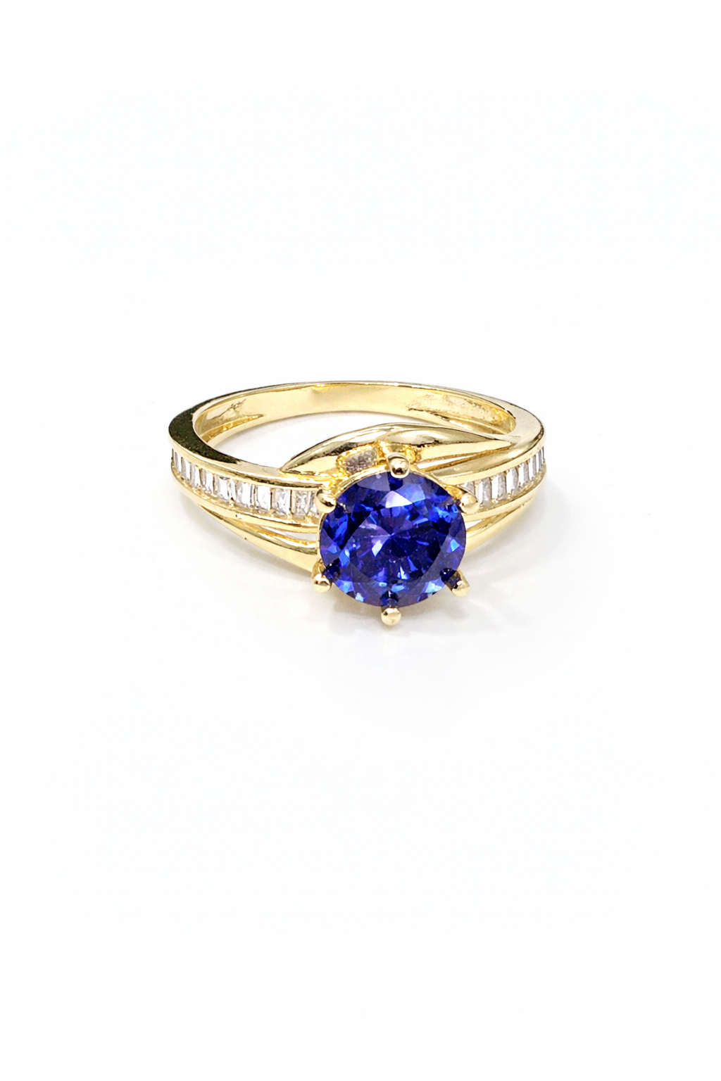 1524- NEW 10K Gold Round Sapphire Fashion Ring W.G