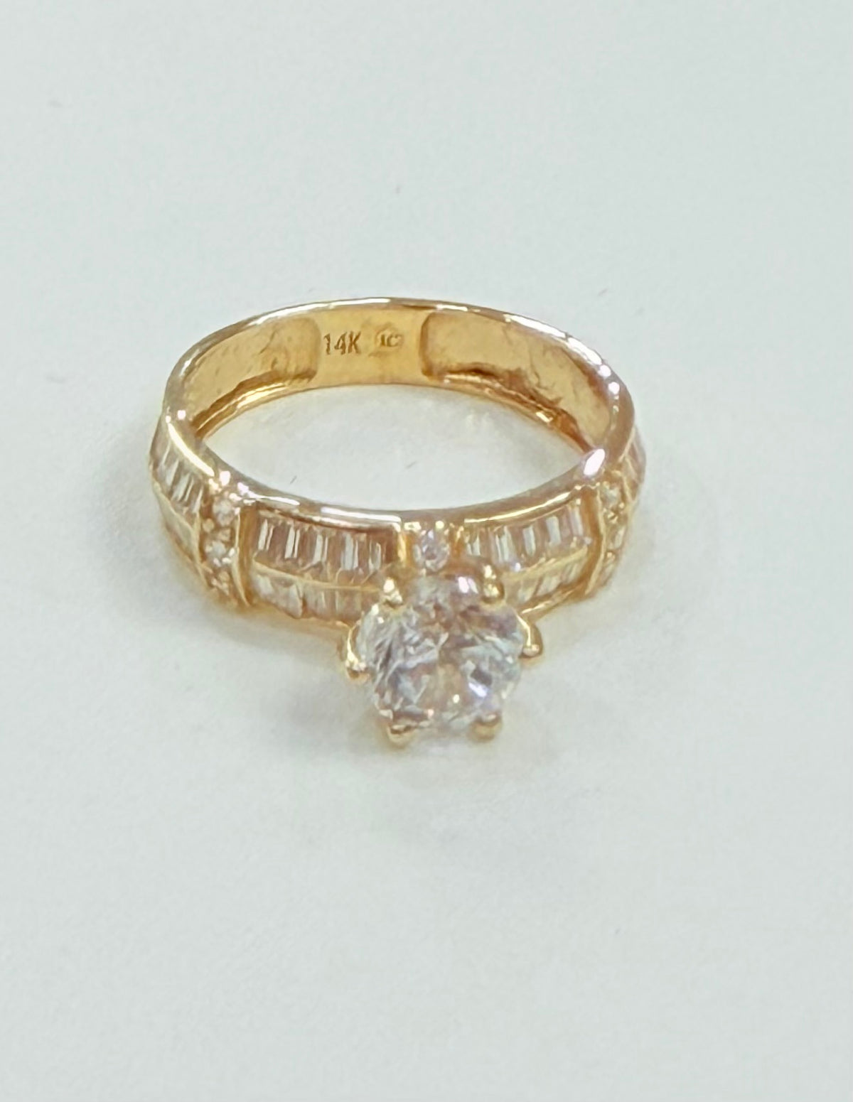1226- NEW 14K Trio Baguette Cut Wedding Ring Set W.G