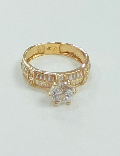 1226- NEW 14K Trio Baguette Cut Wedding Ring Set W.G