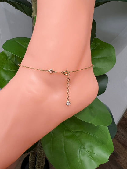 971- NEW 14K Gold Infinity Anklet Bracelet 10” (0.7mm)W.G