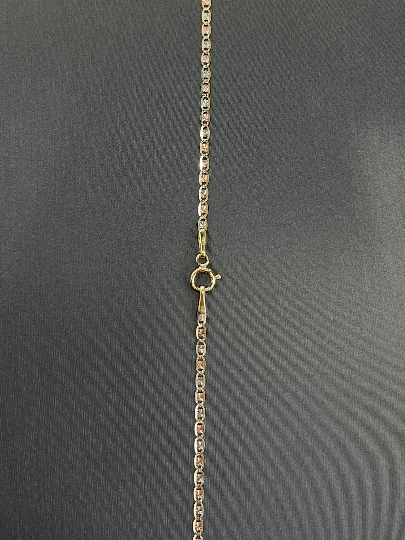 1395- NEW 14K Solid Valentino Tri Tone Chain 16" (1.8mm) W.G