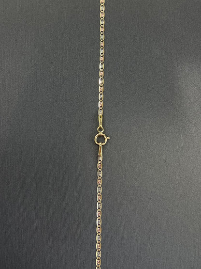 1395- NEW 14K Solid Valentino Tri Tone Chain 16" (1.8mm) W.G