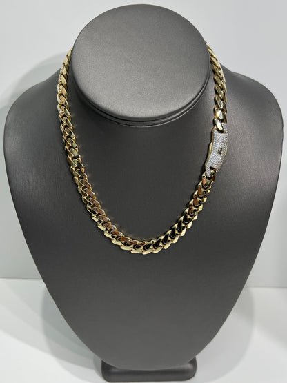 1238- NEW 14K Hollow Cuban Monaci Chain 16” (9mm) W.G