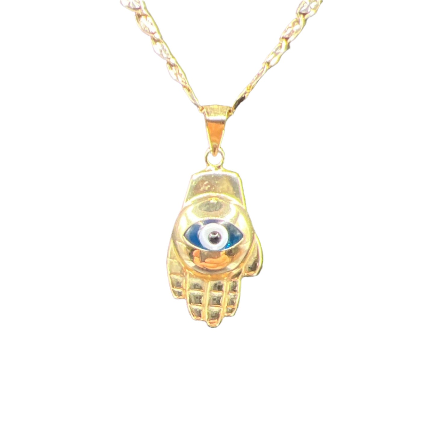 315- Hand Evil Eye Yellow Gold Pendant