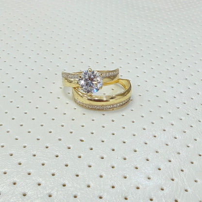 1810- NEW 14K Gold Wedding Trio Rings