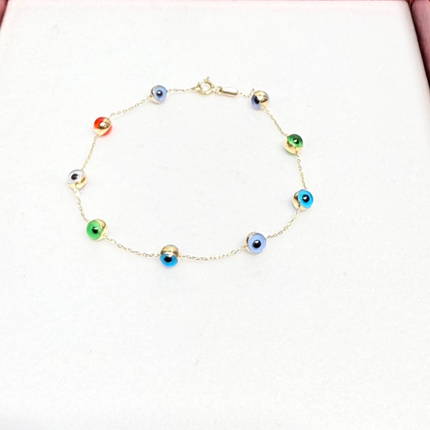 1156- NEW 14K Colorful Evil Eye Bracelet W.G