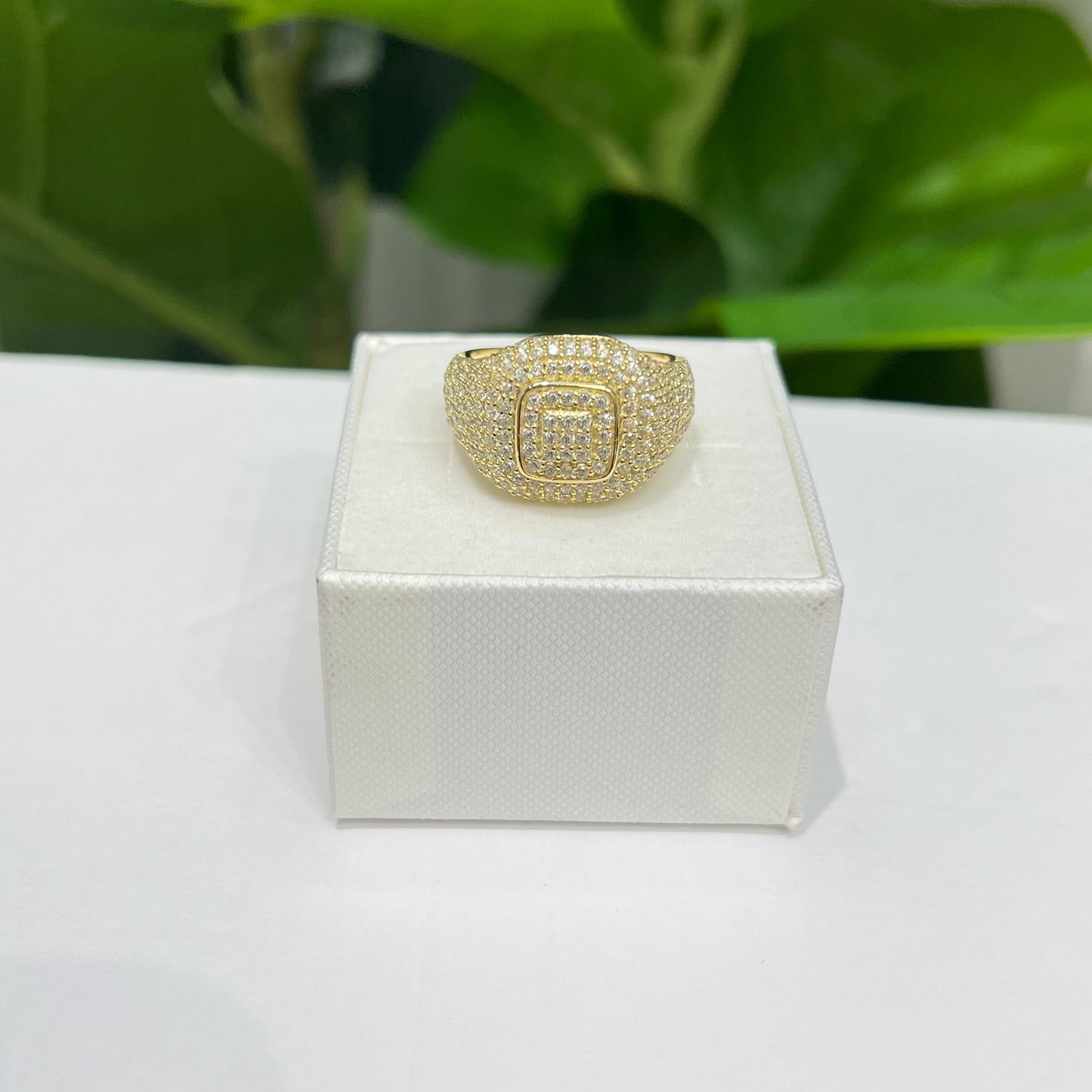 1352- NEW 14K Gold Ice Out Ring Men's Fashion W.G