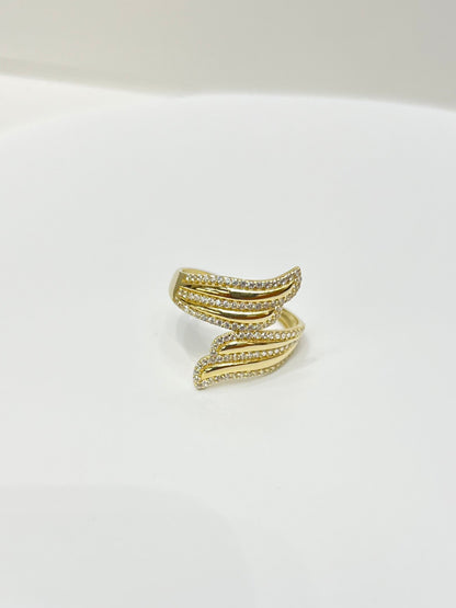 1474- NEW 14K Gold Swirl Fashion Ring W.G