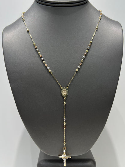 1161-NEW 14K Tri Color Gold Rosary Chain 22” (2.8mm)W.G