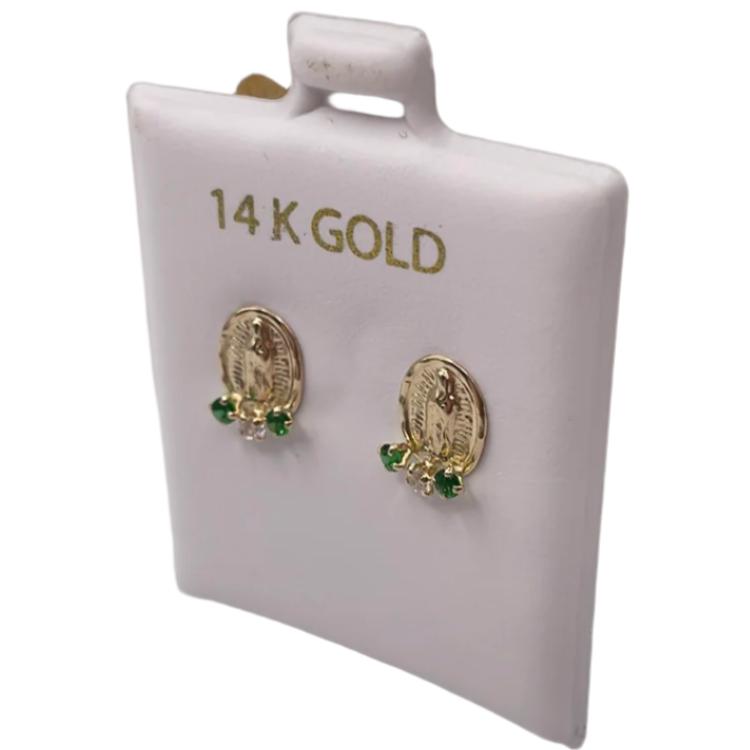 00115-NEW 14K Yellow Gold “Religious” Stud Earrings (W.G)