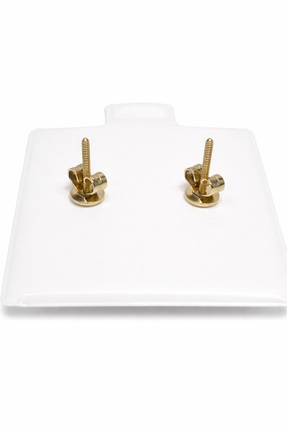 1202- NEW 14K Gold Teddy Bear Full Cz Stud Earrings w/ Clear Cz (9.6mm) W.G