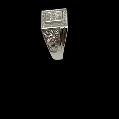 S0014- .925 Silver Men Ring With White Stones