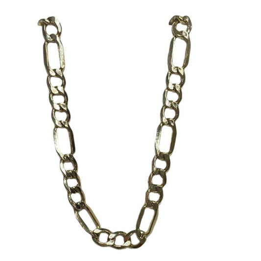 0094- Semi Solid Figaro Chain Bracelet 14K Yellow Gold 8 1/2"