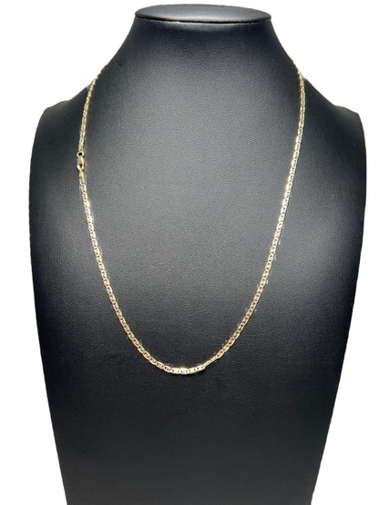 0025- NEW 14K Tri Tone Valentino Chain Necklace (2.69mm) W.G