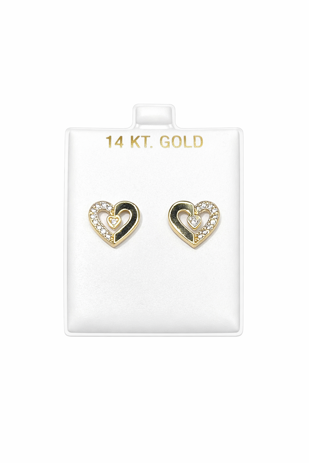 1391- NEW 14K Small Heart Stud Earrings W.G
