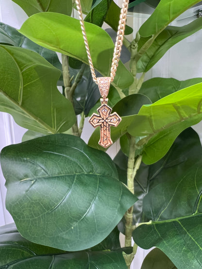 1221- NEW 14K Full Cz Cross Pendant W.G