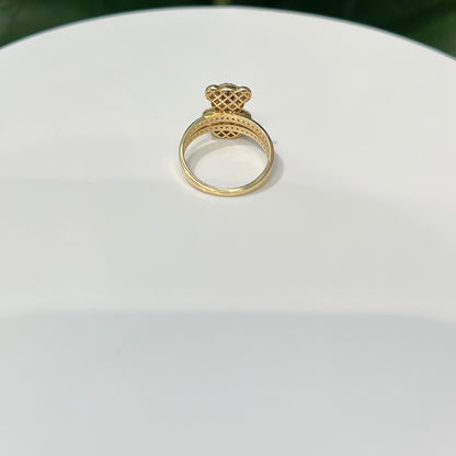 1243- NEW 14K Full Cz Body Teddy Bear Gold Ring W.G