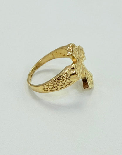 1520- NEW 10K Cross Nugget Fashion Ring W.G