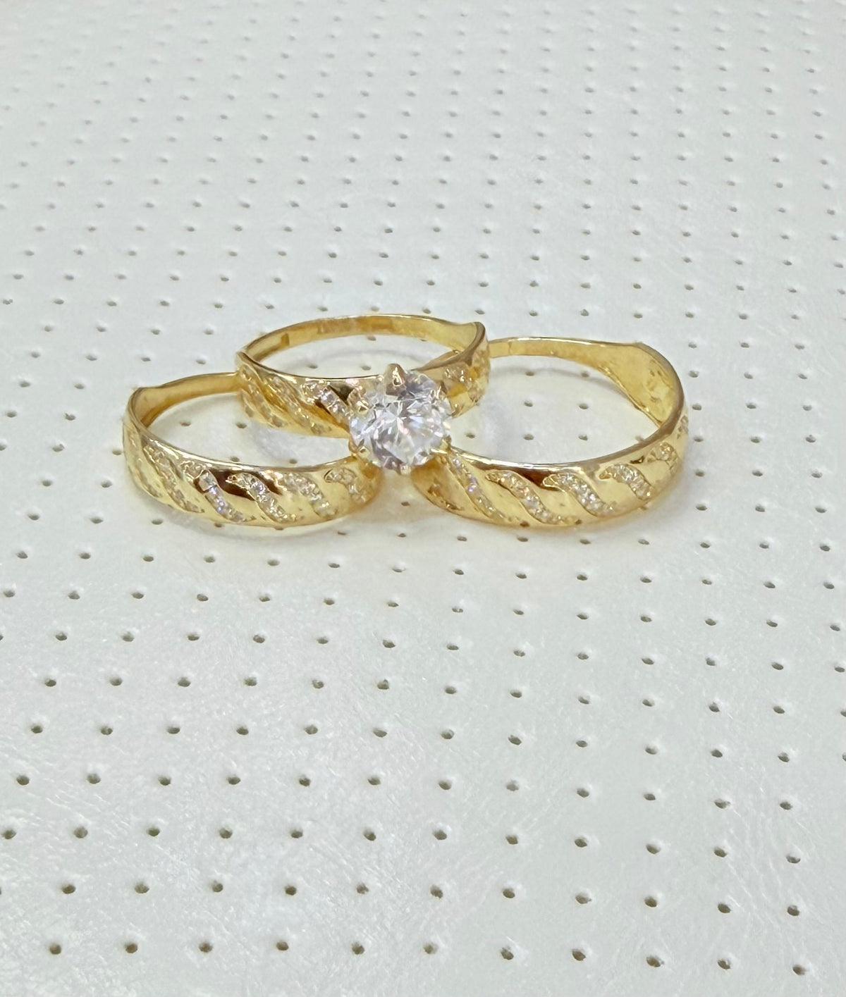 1807- NEW 14K Gold Wedding Rings Trio Set W.G