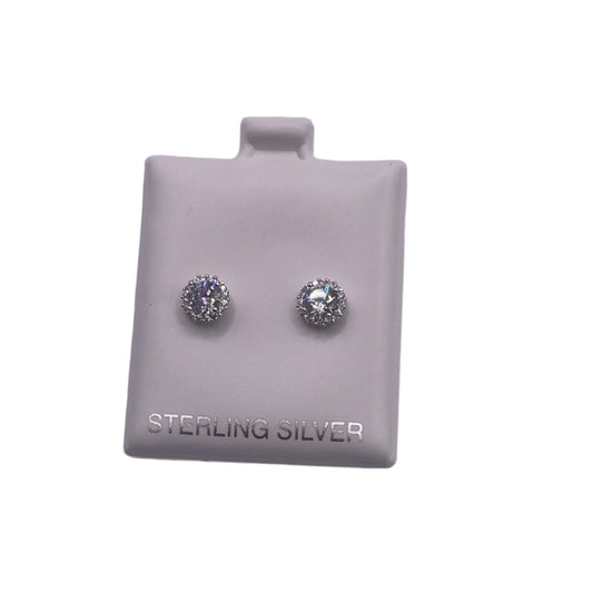 S541- .925 Cz White Stones Stud Earrings