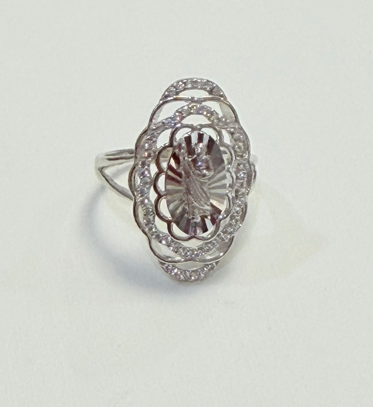 S636- NEW . 925 Sterling Silver Oval St. Jude Ring W.G