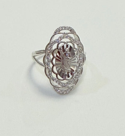 S636- NEW . 925 Sterling Silver Oval St. Jude Ring W.G