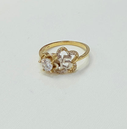 1485- NEW 10K Flower Quinceañera Ring W.G