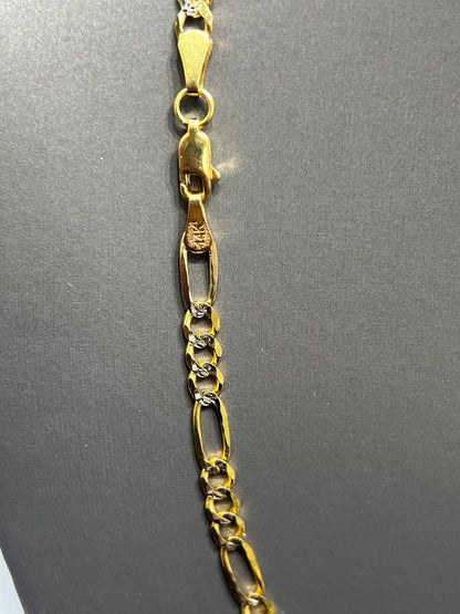 1185-NEW 14K Solid Figaro Chain Two Tone (4.8mm) W.G