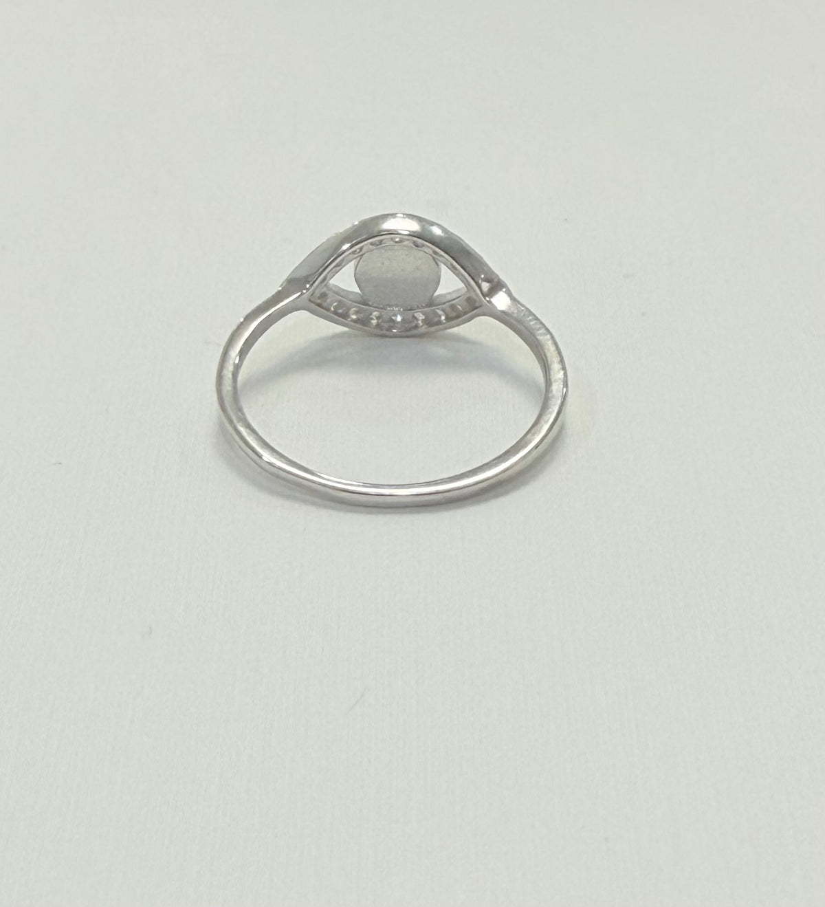 S885- NEW .925 Larimar Evil Eye Ring (W.G)