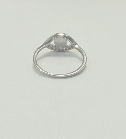 S885- NEW .925 Larimar Evil Eye Ring (W.G)