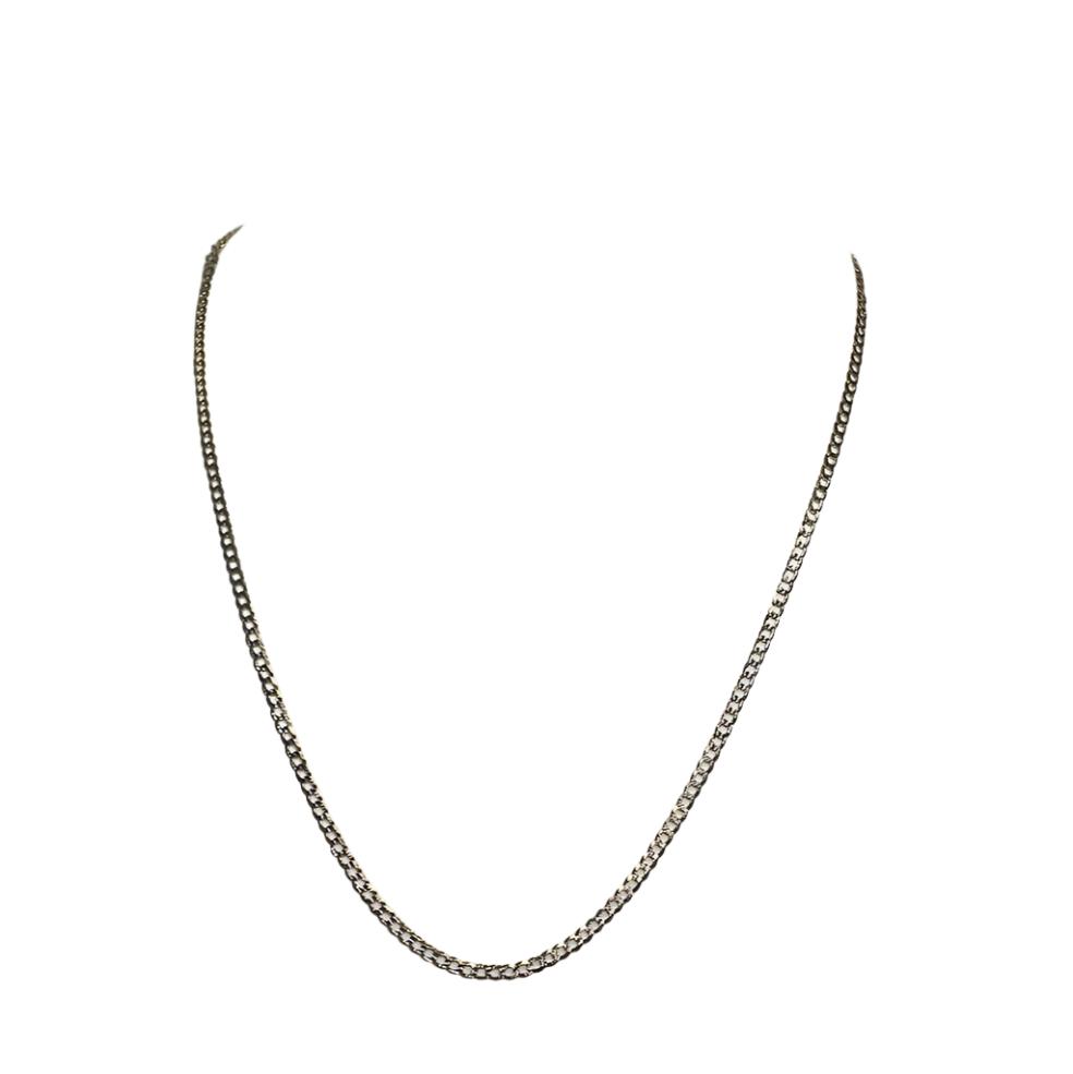 0092- 14K Yellow Gold Cuban curb Chain in Two Tone Gold 18" Length