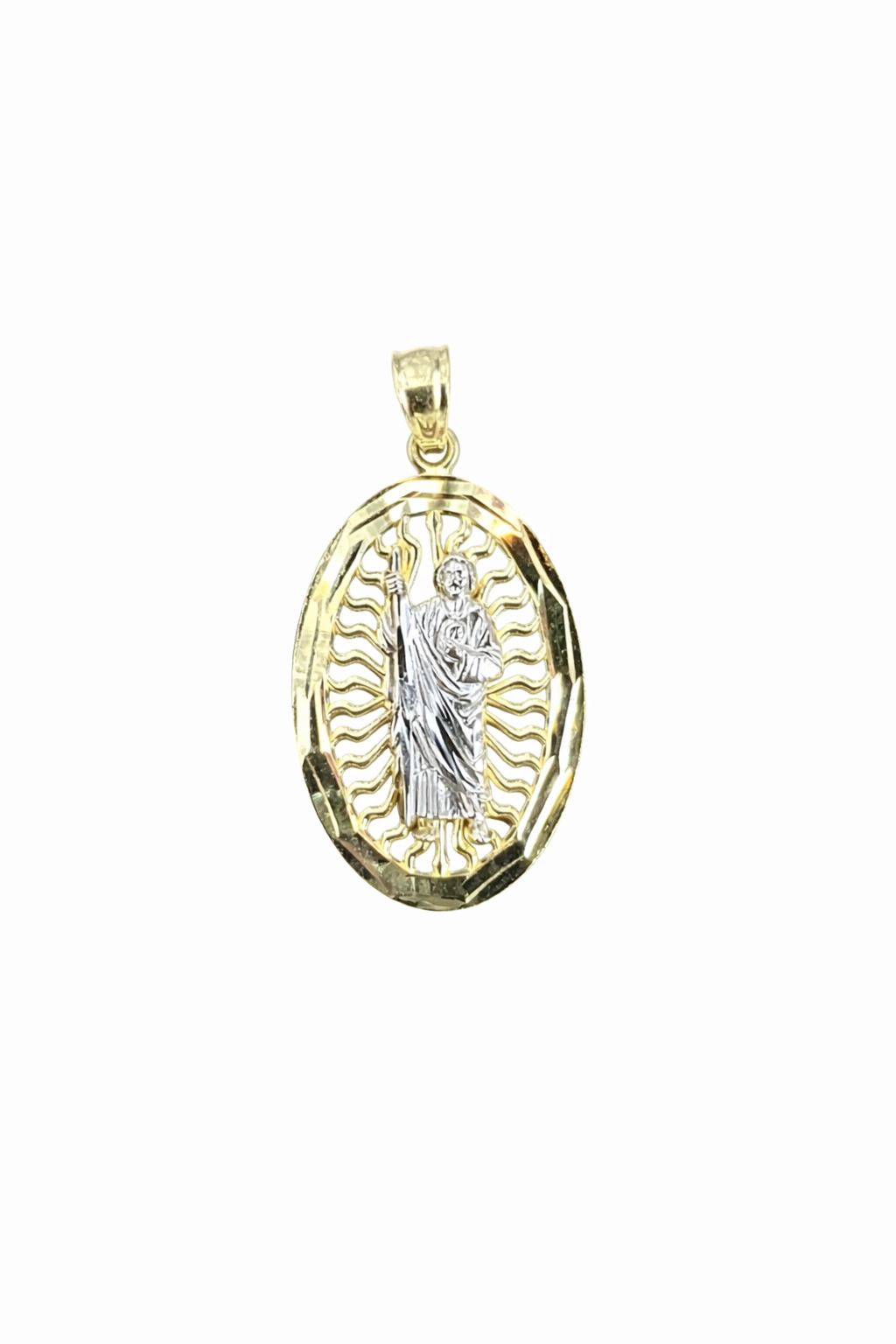 1547- NEW 10K Lightweight St. Jude Pendant W.G