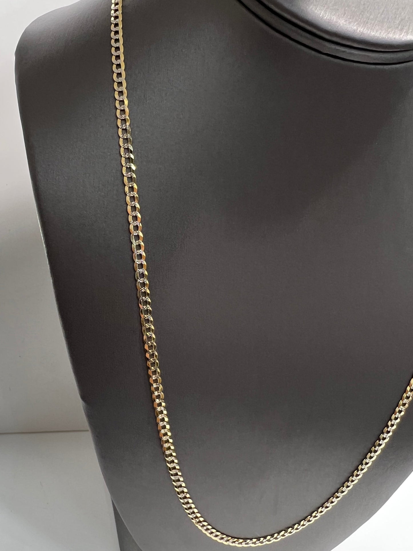 1625- NEW 14K Solid Cuban Curb Chain Two Tone 24" 3.7mm W.G