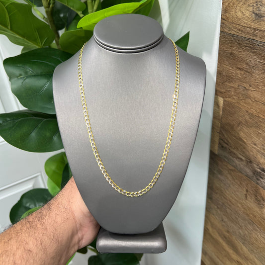 1249- NEW 14K Solid Cuban Curb Link Two Tone 22" (4.8mm) W.G