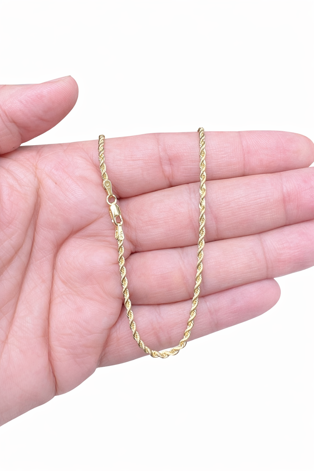 1555- NEW 10K Hollow Rope Chain 18” (2.4mm) W.G