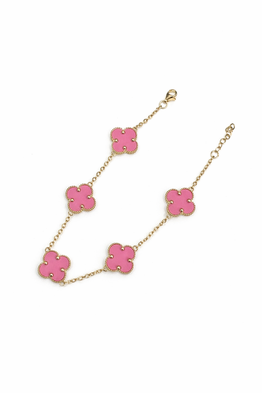 1110- NEW 14K Pink Trebol Gold Bracelet 7.5”+ 1” ext (11.5mm) W.G