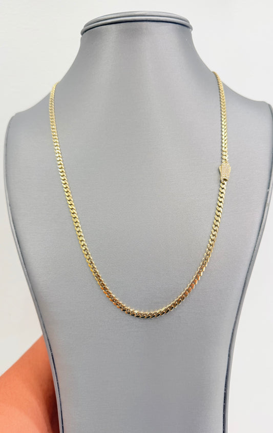 1720- NEW 10K Hollow Cuban Curb w/ Cz Lock 22” (4mm) W.G