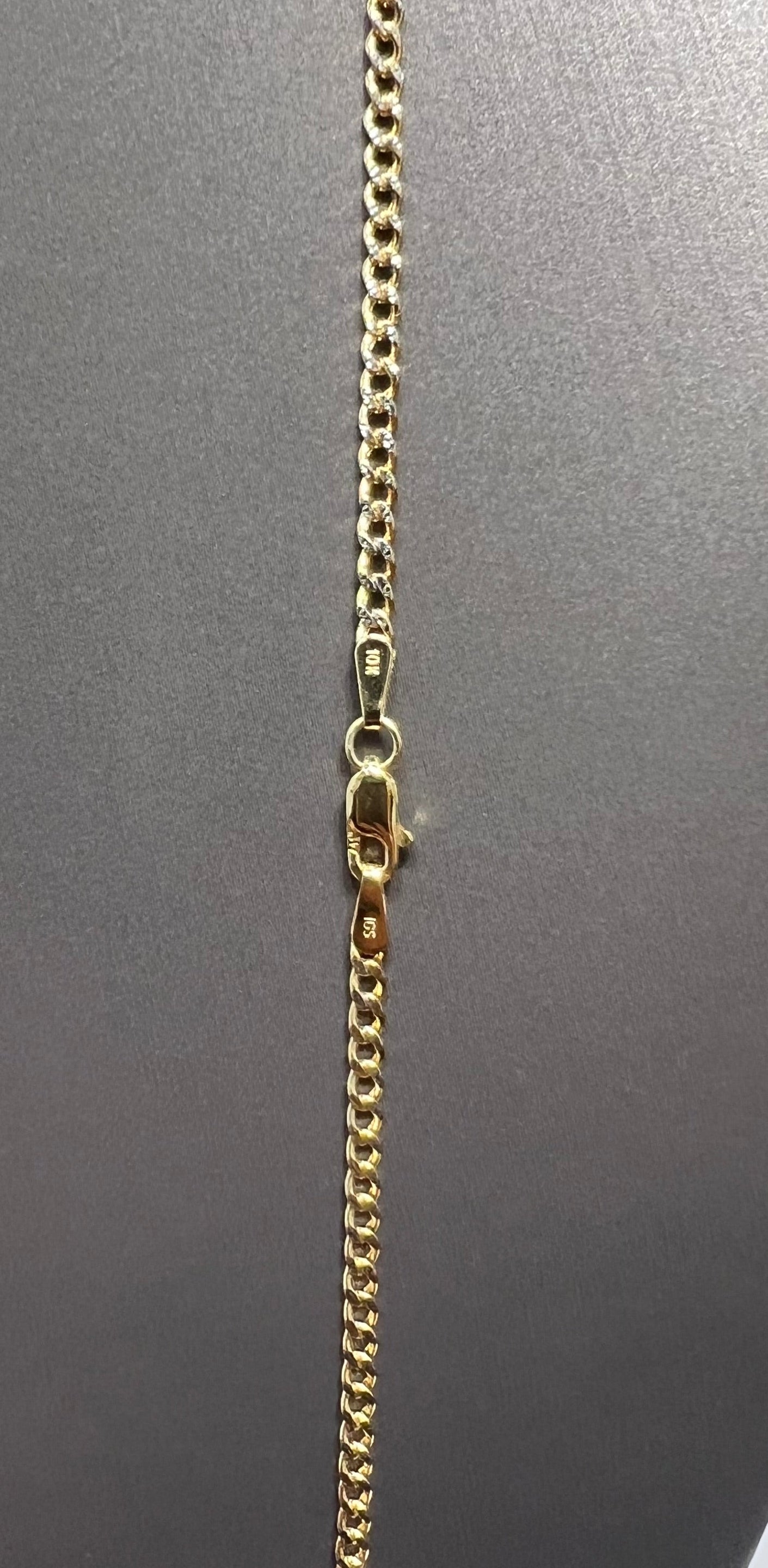 1324- NEW 10K Hollow Cuban Curb Chain Two Tone 20” (2.5mm) W.G